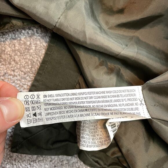 Forever 21 Overcoat Jacket Womens Large Army Green Double Breasted Pockets Belt - Picture 4 of 12